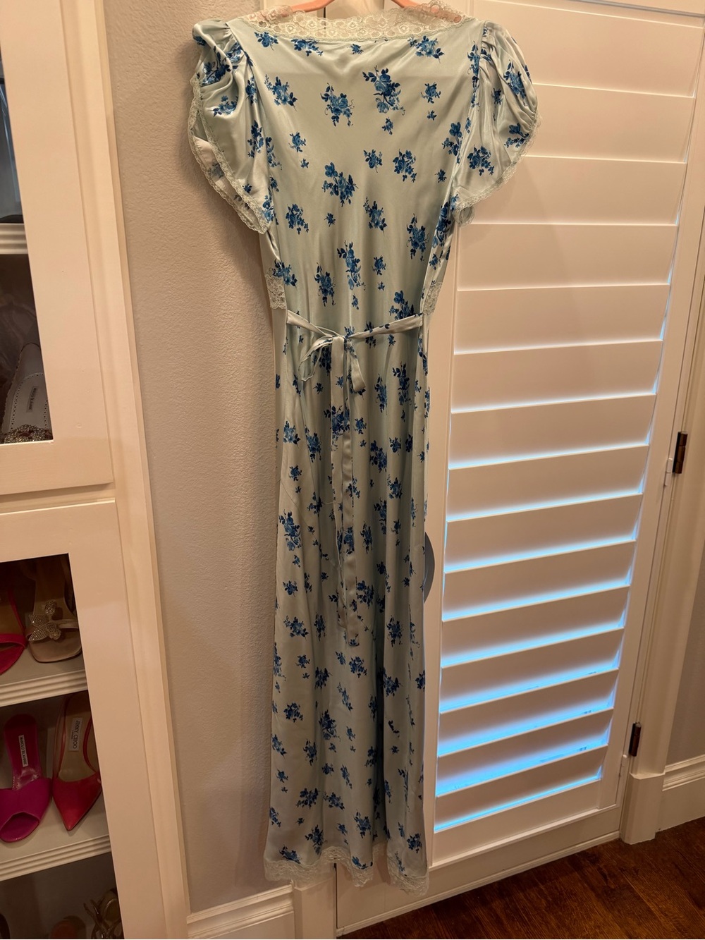 New Reformation Silk Clarisse Blue Floral Square-Neck Maxi Dress. Size 4. - Picture 10 of 12